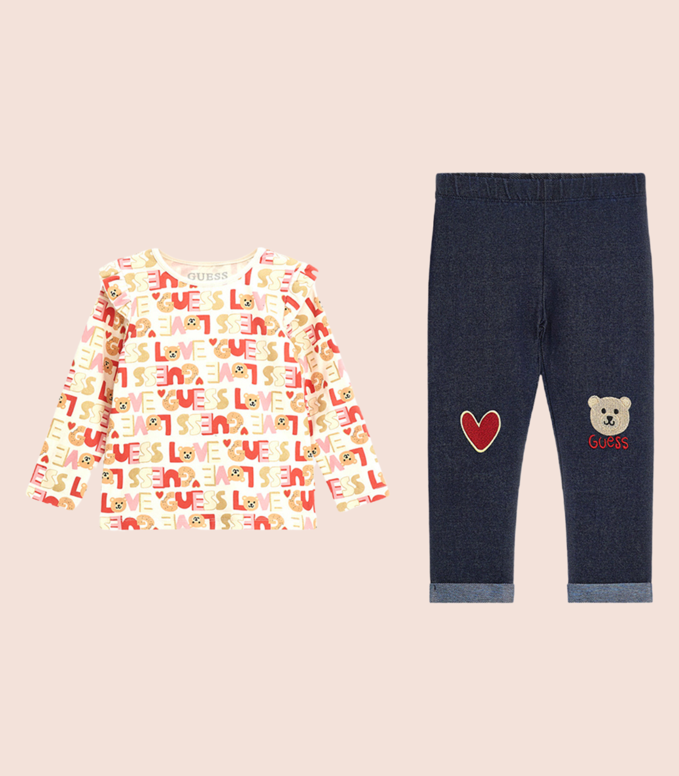GUESS KIDS x Trendy Round Neck Printed Clothing Set