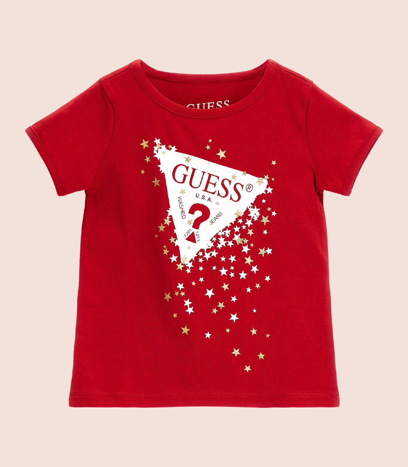 GUESS KIDS x Vibrant Red Round Neck Printed T-Shirt