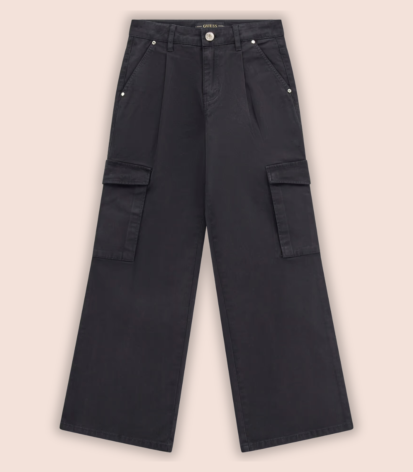 GUESS KIDS x Versatile Black Solid Single Pleated Cargo