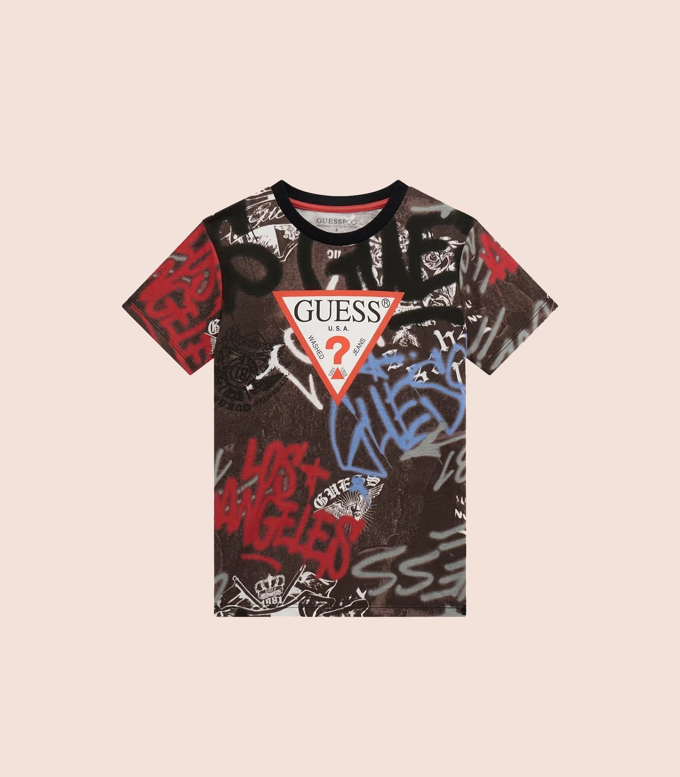 GUESS KIDS x Multi-Printed T-Shirt with Round Neck