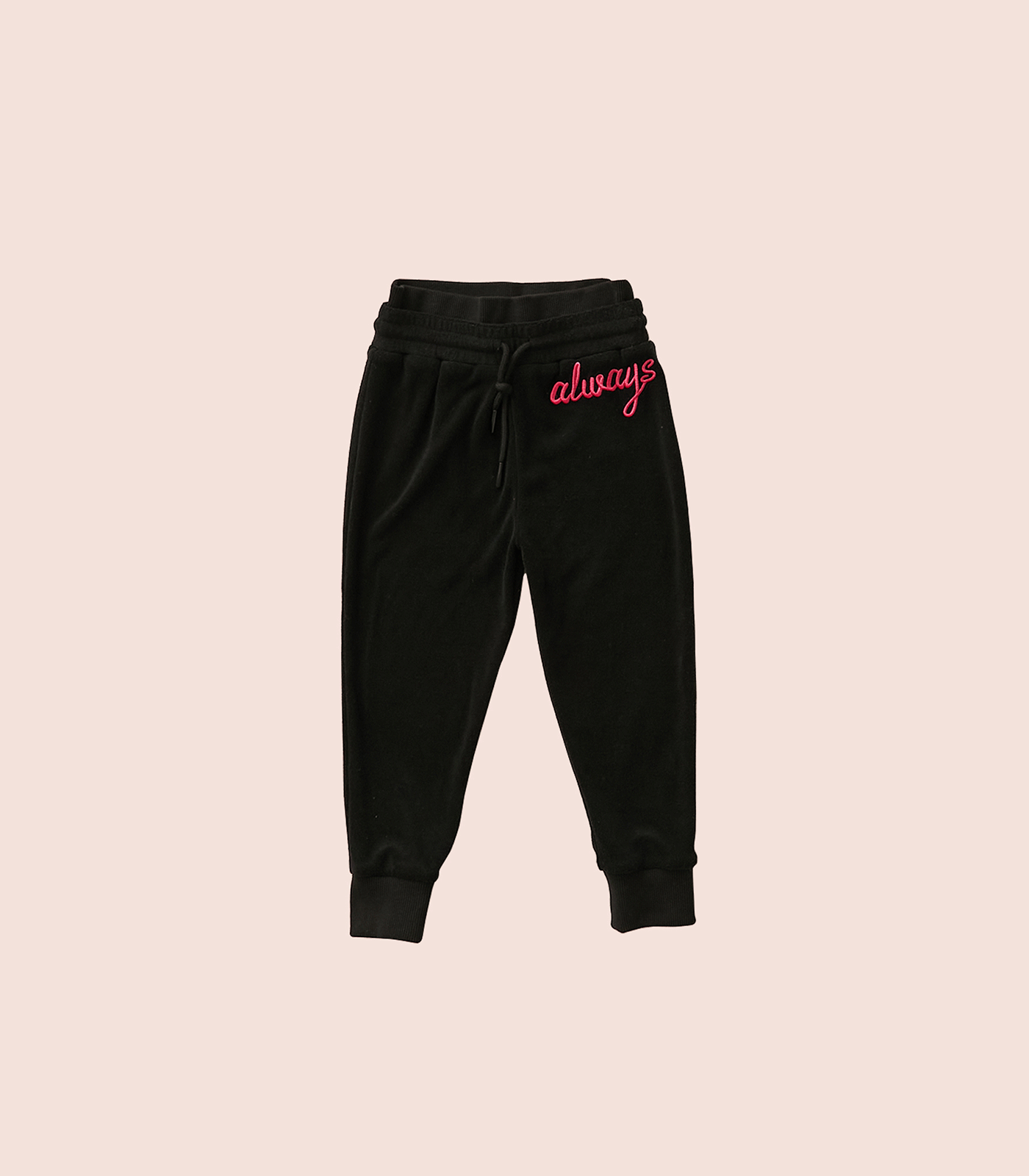 BLACK TERRY BOTTOM WITH EMBROIDERY