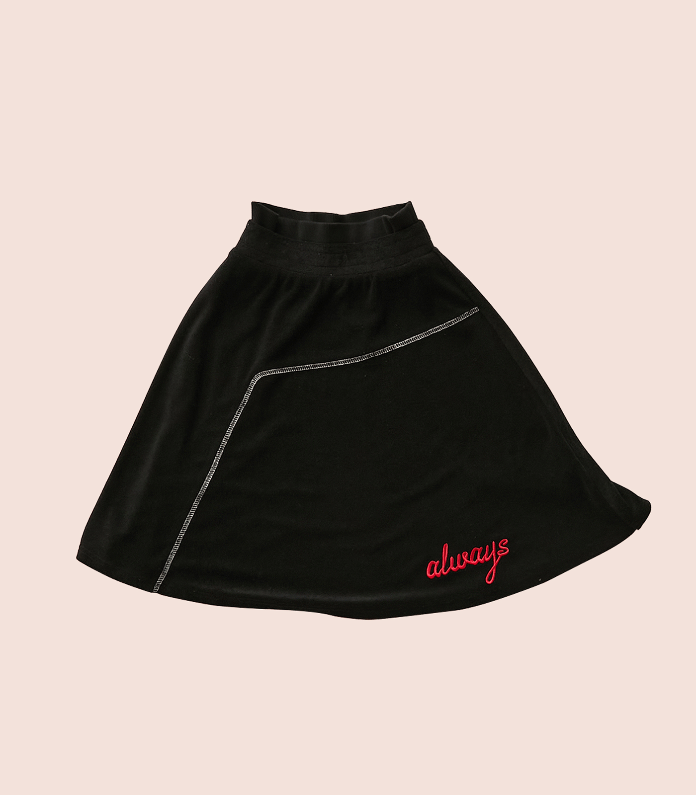 BLACK TERRY SKIRT WITH EMBROIDERY