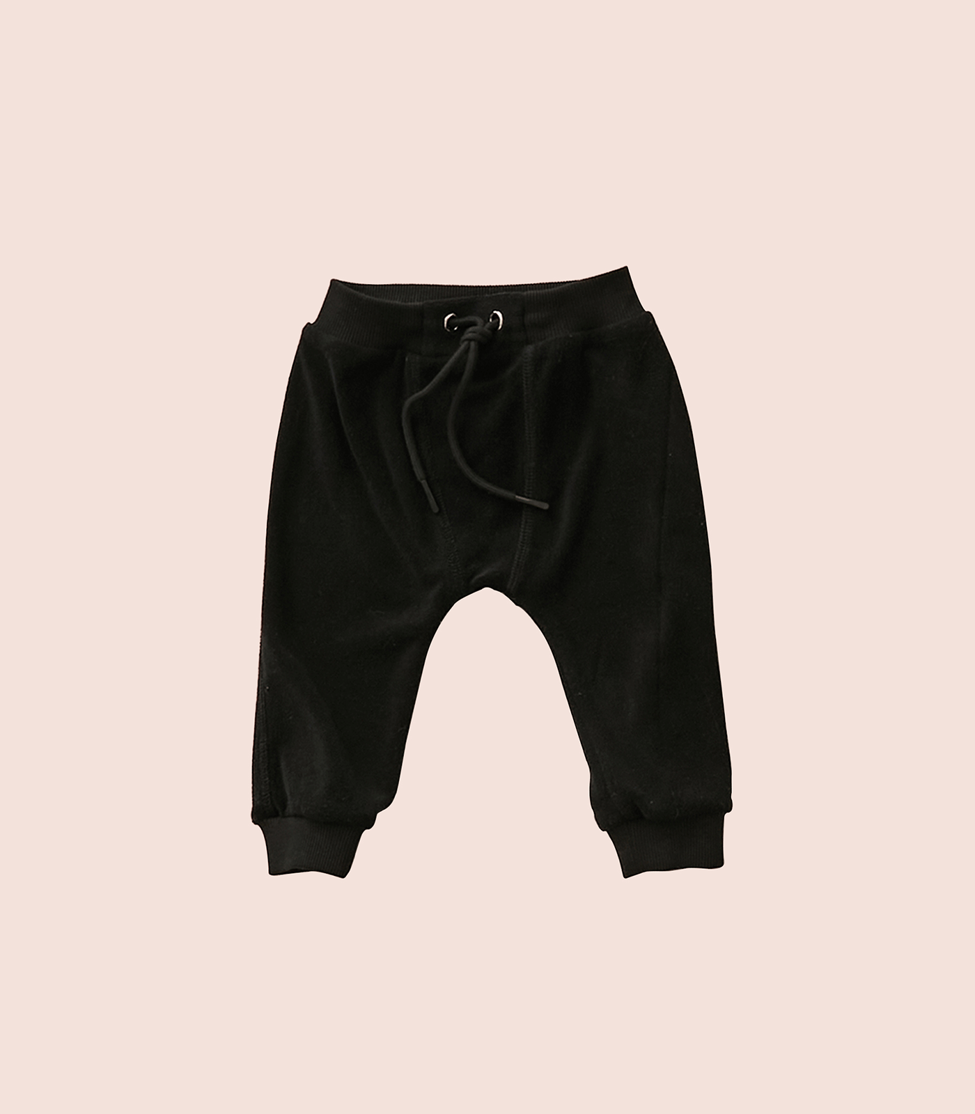 BLACK TERRY BOTTOMS WITH EMBROIDERY