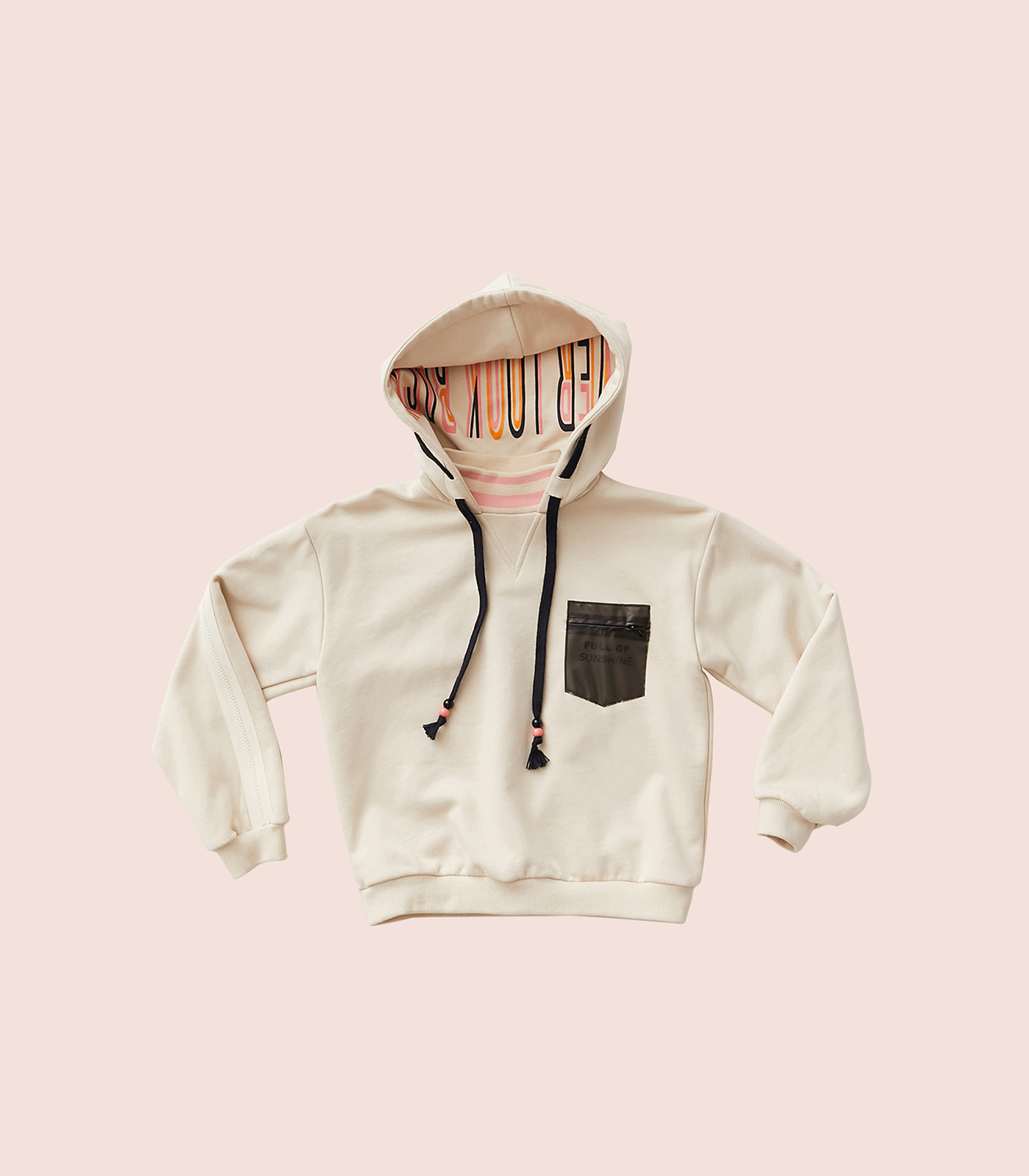 IVORY MOCK-NECK POCKET HOODIE