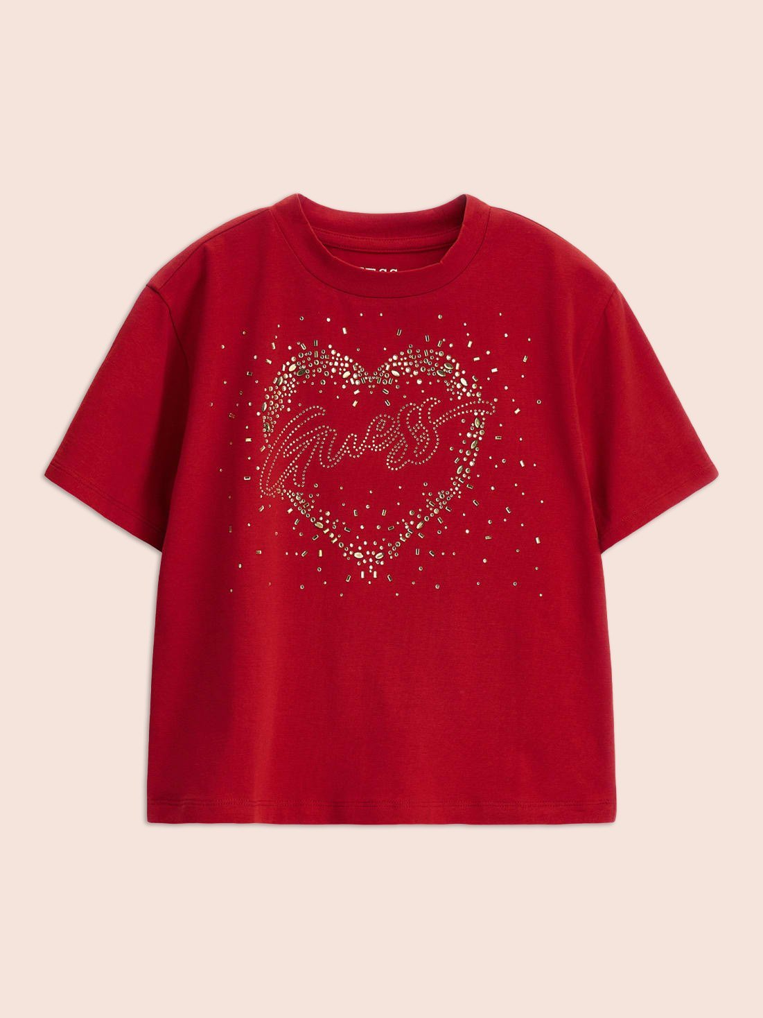 GUESS KIDS x Girls Red Embellished Logo T-Shirt