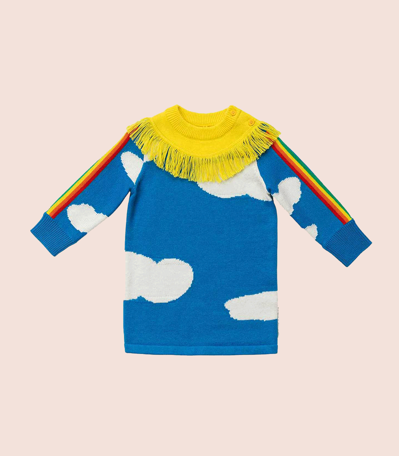 STELLA MCCARTNEY - WEATHER INTARSIA & AMP; FRINGED KNIT DRESS