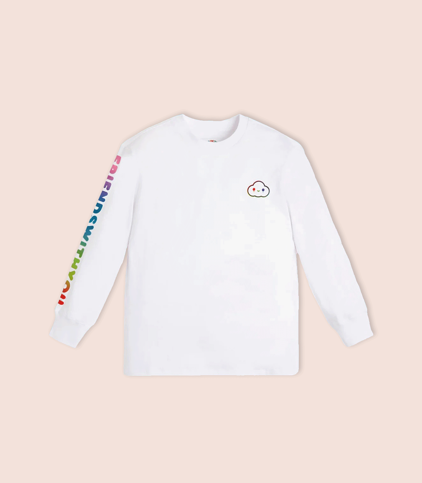 GUESS KIDS x FRIENDSWITHYOU - WHITE FULL-SLEEVES TEE WITH GRAPHIC SLEEVE