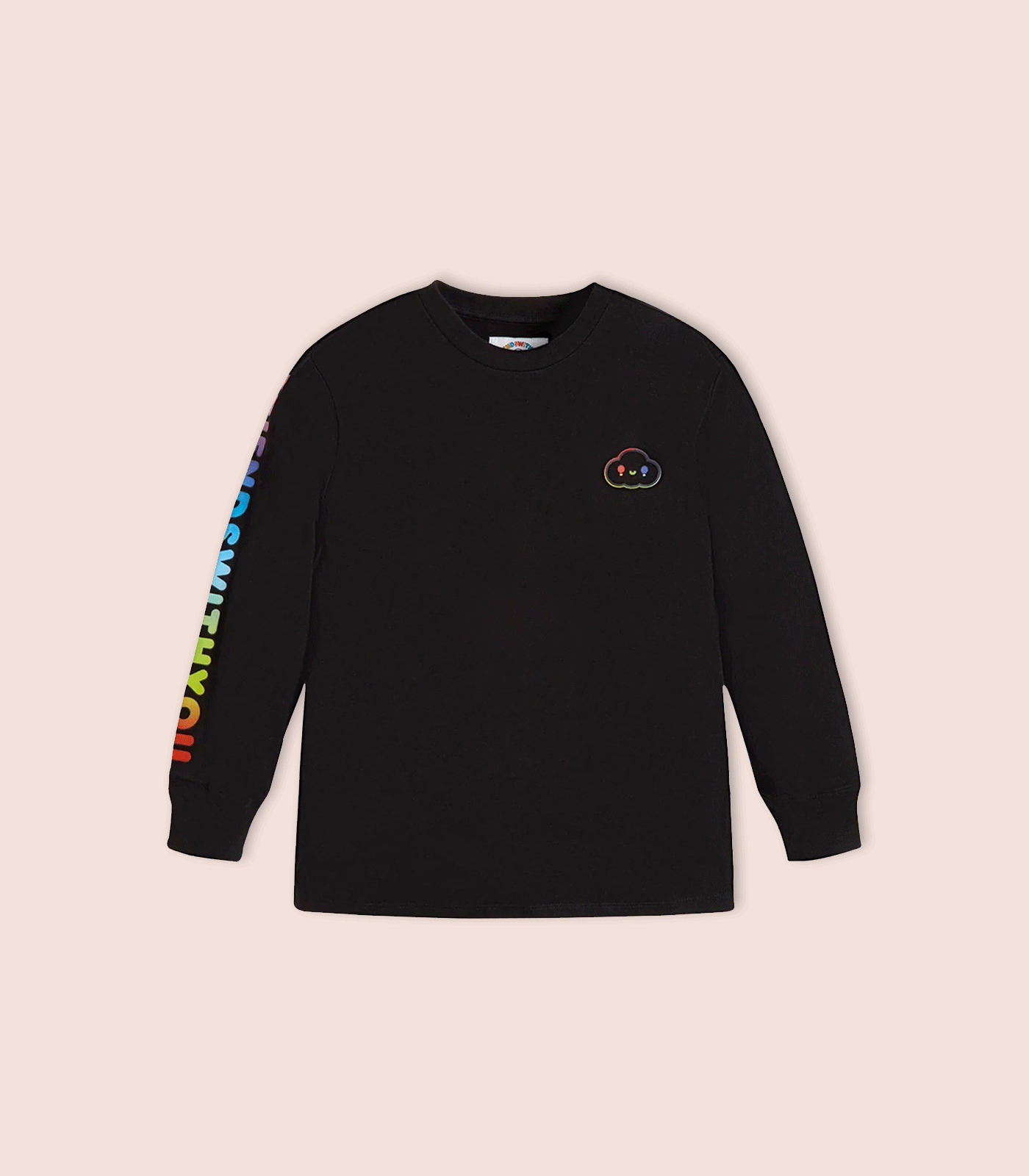 GUESS KIDS x FRIENDSWITHYOU - BLACK FULL SLEEVES TEE WITH LOGO SLEEVE