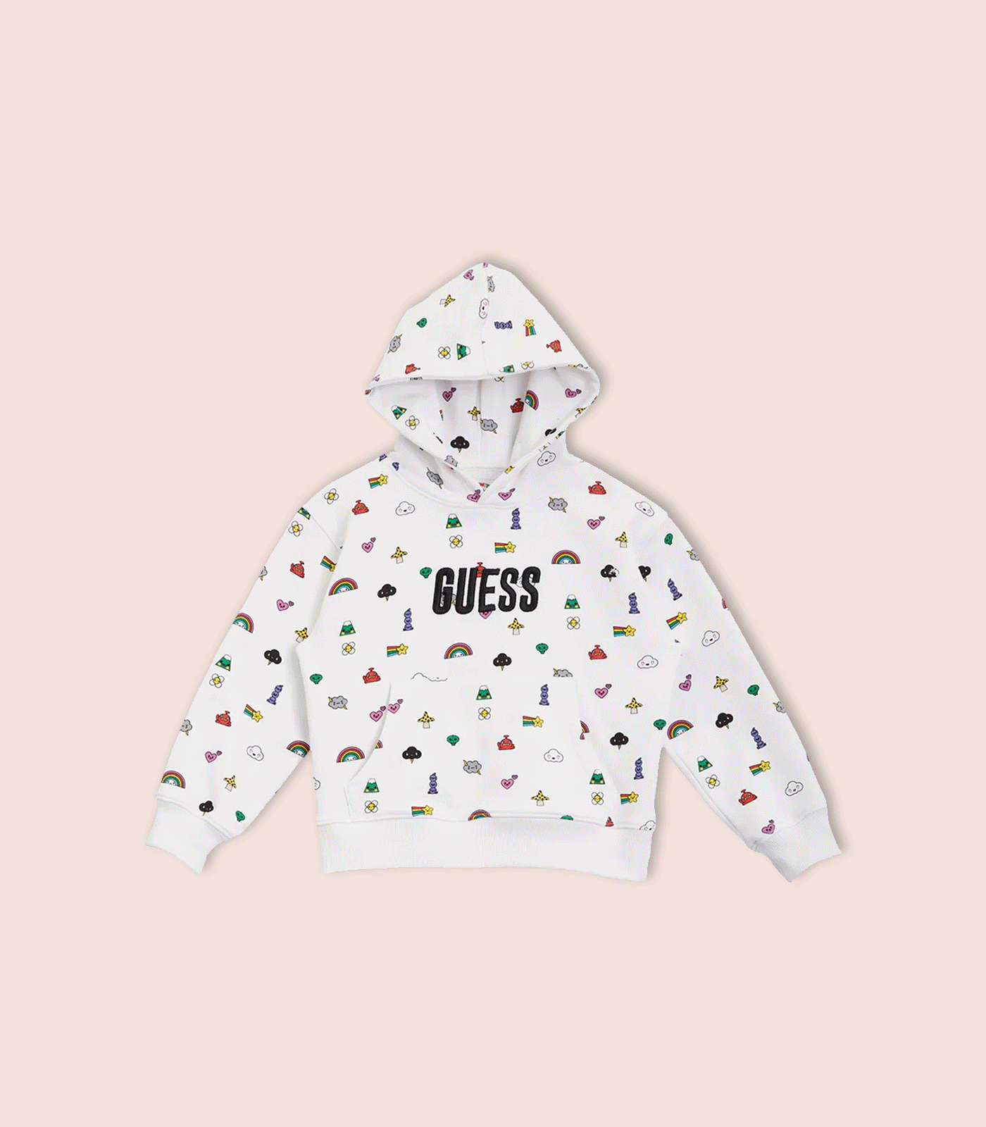 GUESS KIDS x FRIENDSWITHYOU - WHITE PRINTED PULLOVER HOODIE
